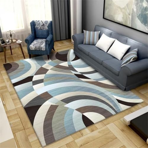 RUGMRZ Carpet Living Room Outdoorteppich 130x190CM Teppich Flur Kinderteppich blau Moderner geometrischer kann angepasst Werden jugendzimmer von RUGMRZ