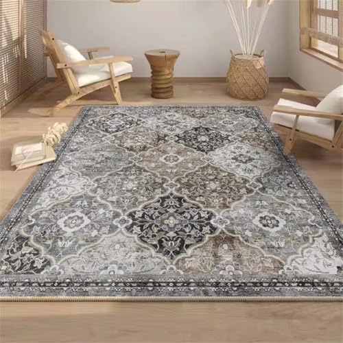 RUGMRZ Carpet Living Room Teppich Kinderzimme 130x190CM babyzimmer Schlafzimmer Nachttisch Grau Vintage Blumen waschbare teppiche Kitchen von RUGMRZ