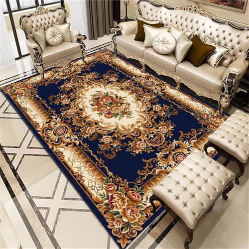 RUGMRZ Carpet Living Room Teppich Teenager Junge 130x190CM Schlafzimmer Nachttisch vorraum blau Vintage Blumen Rug bodenschutzmatte RUGMRZ Carpet Living Room Teppich Teenager Junge 130x190CM Schlafzimmer Nachttisch vorraum blau Vintage Blumen Rug bodenschutzmatte von RUGMRZ