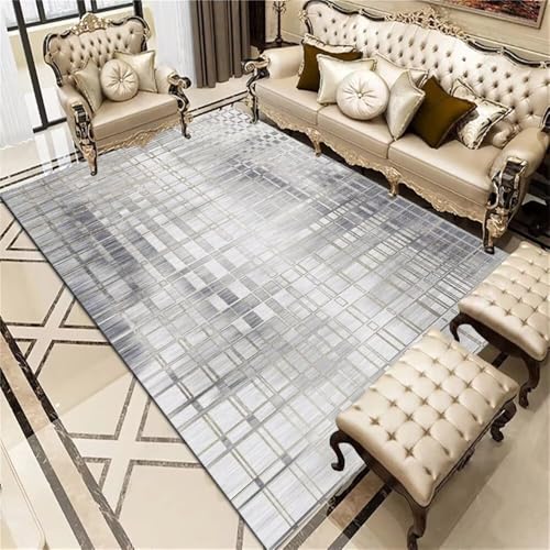 RUGMRZ Carpet Living RoomCamping Teppich Balkon Boden 170x240CM Für Schlafzimmer GrauModerner gestreifter outdoorteppich von RUGMRZ