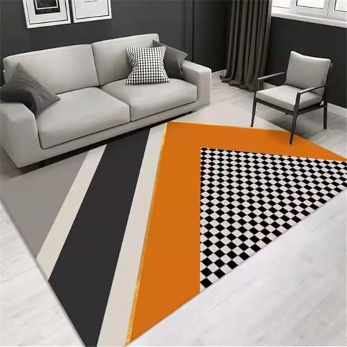 RUGMRZ Carpet Living RoomKinder Teppiche Mädchen Kinderzimmer Teppich 170x230CM Muster orangeGrauer schwarzer moderner Teppich. schmutzfangmatte waschbar von RUGMRZ