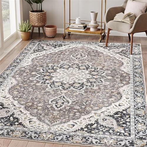 RUGMRZ Carpet Living RoomZimmerdeko Anti-rutsch Teppich 170x240CM outdoorteppich GrauVintage-Blumenteppich bettumrandung von RUGMRZ