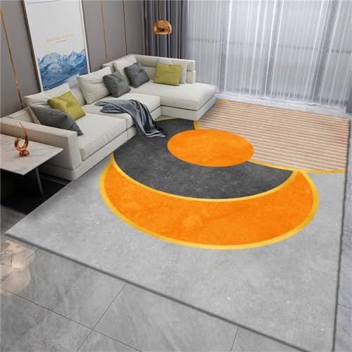 RUGMRZ Deko Kinder Teppiche Jungs Orange-graue geometrische Designlinien dekorative Rechtecke pflegeleicht Teppich Esstisch 180X280CM von RUGMRZ