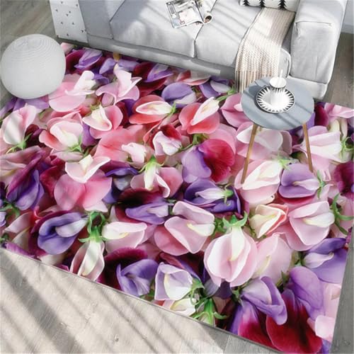 RUGMRZ Deko Mädchen Zimmer 300X400Cm Teppich Motiv Lila Modern Rutschmatte Flurteppich Rutschfestwohnzimmer Schlafzimmer Warmes Blumenmuster von RUGMRZ