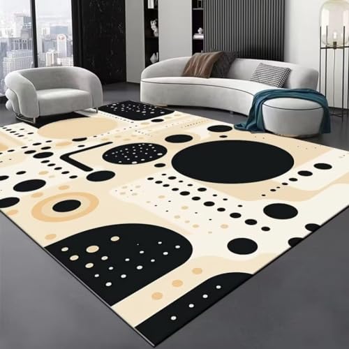 RUGMRZ Deko Tisch Wohnzimmer Teppich Rutschfester Verschmutzungsbeständiger Waschbarer Im Weiß Tepiche Für Modern Schwarz Kleiner Mit Muster 50X80CM von RUGMRZ