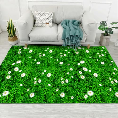 RUGMRZ Dekoration Wohnzimmer 300X400Cm XXL Teppich Grün Küchenteppich Läufer Waschbar Outdoorteeppich Couchtisch Großwohnzimmer Mädchen Schlafzimmer Warmes Blumenmuster von RUGMRZ
