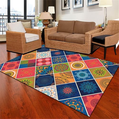 RUGMRZ Designer Teppich 160X230Cm Ankleidezimmer 2 Wohnzimmer Schlafzimmer Sofa Waschbare Retro Geometrische Mehrfarbigkeit Flur Waschbare+Teppiche von RUGMRZ