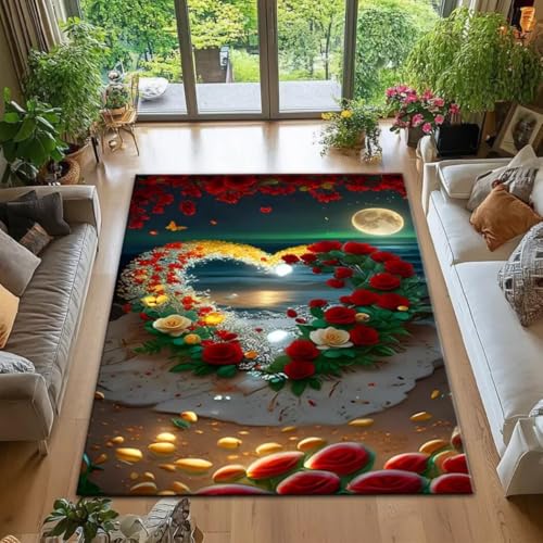 RUGMRZ Designer Teppich Wohnzimmer rutschfeste Verschmutzungsbeständige Wasserwäschende Herzförmige Blumen Moderne Flur Läufer rutschfest Farbe Deko Boden 180X250CM RUGMRZ Designer Teppich Wohnzimmer rutschfeste Verschmutzungsbeständige Wasserwäschende Herzförmige Blumen Moderne Flur Läufer rutschfest Farbe Deko Boden 180X250CM von RUGMRZ