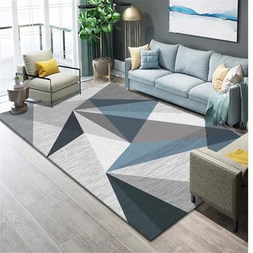RUGMRZ Door Mat Inside bodenschutzmatte bürostuhl 160x200CM Outdoor- Teppich Grau Blauer moderner geometrischer für Wohnzimmer Zimmer Teppichen von RUGMRZ