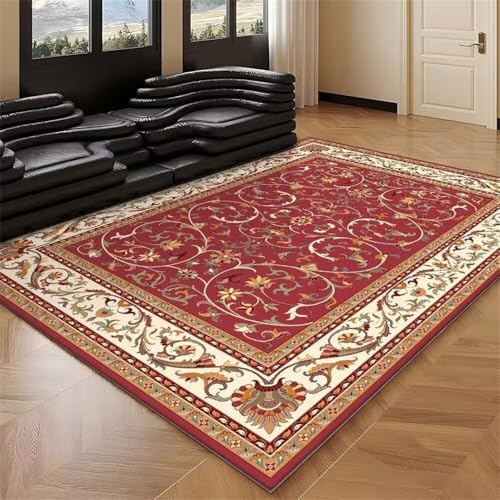 RUGMRZ Elegant Wohnzimmer Möbel 100x160CM angepasst Werden Teppich Aussenbereich Rechteckig rot Retro-Blumen-Teppich Zimmer Balkonteppich RUGMRZ Elegant Wohnzimmer Möbel 100x160CM angepasst Werden Teppich Aussenbereich Rechteckig rot Retro-Blumen-Teppich Zimmer Balkonteppich von RUGMRZ