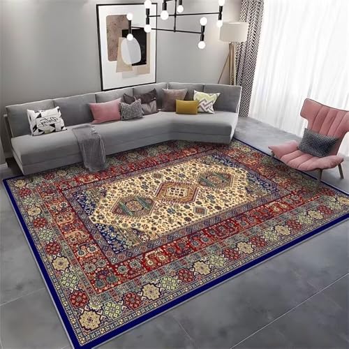 RUGMRZ Elegant Wohnzimmer Möbel 80x120CM Area Rugs Waschbare Teppich rot Blauer mehrfarbiger Blumenteppich. waschbar mädchen von RUGMRZ