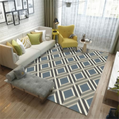 RUGMRZ Esstisch Deko Teppiche 160X230Cm Küchenteppich Antirutsch Licht Teppich Modern Wohnzimmer Outdoor Couchtisch Kuschelecke Kinderzimmer Teppichgeometrisches Einfaches Sofa von RUGMRZ