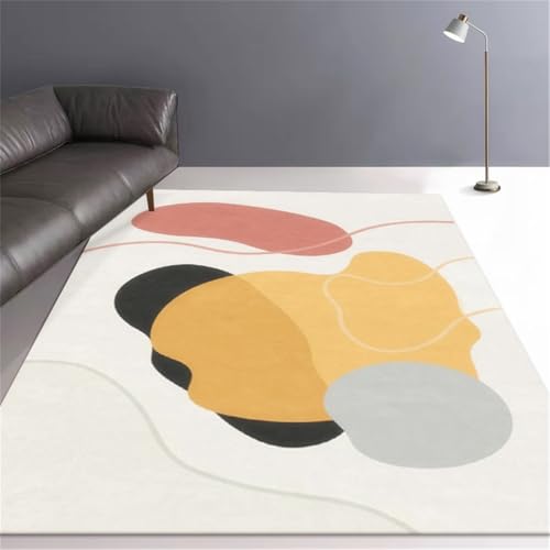 RUGMRZ Esstisch Deko Teppiche Abstrakte Kunst rutschfest Waschbar Draußen Teppich Mehrfarbig Kinderspiel Flur Läufer 200X200CM von RUGMRZ
