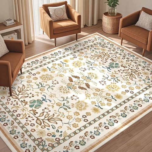 RUGMRZ Flach Teppich Schreibtischstuhl Geeignet 160x230cm,Beige,Blumenmuster für Dekoration Wohnung,Schlafzimmer,Terrasse RUGMRZ Flach Teppich Schreibtischstuhl Geeignet 160x230cm,Beige,Blumenmuster für Dekoration Wohnung,Schlafzimmer,Terrasse von RUGMRZ