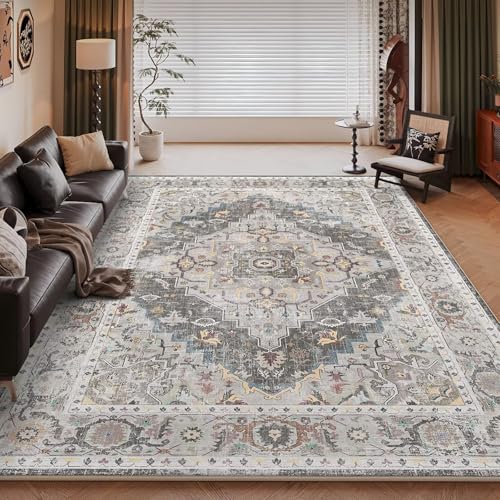 RUGMRZ Flach Teppich Wohnzimmer Waschbar 100x200cm,Grau,Retro-Design für Kinderzimmer Mädchen,Unter Schreibtisch,Terrasse RUGMRZ Flach Teppich Wohnzimmer Waschbar 100x200cm,Grau,Retro-Design für Kinderzimmer Mädchen,Unter Schreibtisch,Terrasse von RUGMRZ