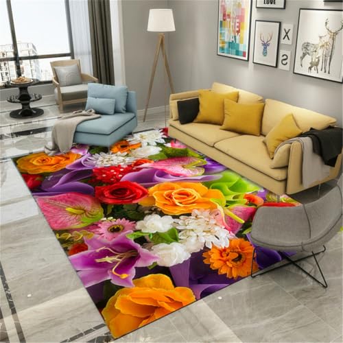 RUGMRZ Flur Läufer 130X190Cm Outdoor Tepiche Farbe Teppich Lang Esstisch Badwohnzimmer Mädchen Schlafzimmer Warmes Blumenmuster Gelb Weiß Lila RUGMRZ Flur Läufer 130X190Cm Outdoor Tepiche Farbe Teppich Lang Esstisch Badwohnzimmer Mädchen Schlafzimmer Warmes Blumenmuster Gelb Weiß Lila von RUGMRZ