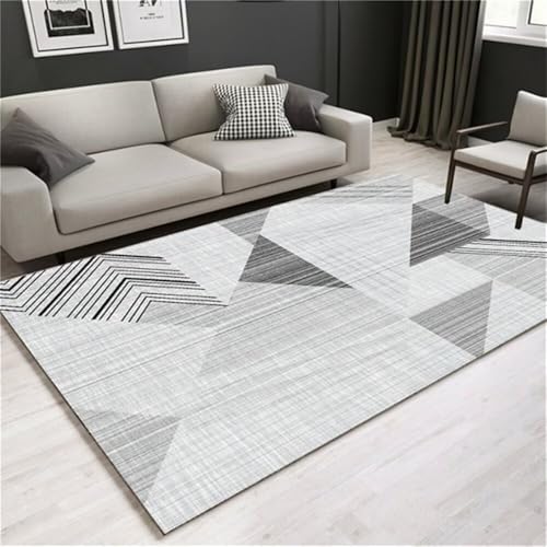 RUGMRZ Flur Teppich Läufer Graues geometrisches Design modern langlebig waschbar Zimmer 120x180cm von RUGMRZ