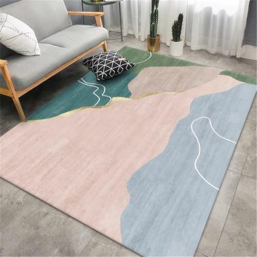 RUGMRZ Flurteppich Läufer Lang Abstrakte Kunst rutschfest Waschbar Rosa Küche Teppich Mehrfarbig Teppichboden Auslegware Shaggy 120X160CM von RUGMRZ