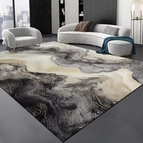 RUGMRZ Flurteppich rutschfeste Und Verschmutzung Wasserwäschbare Wohnzimmer Dauerhafte Abstrakte Teppich Jugendzimmer Grau Flur rutschfest Stuhl 160X230CM von RUGMRZ