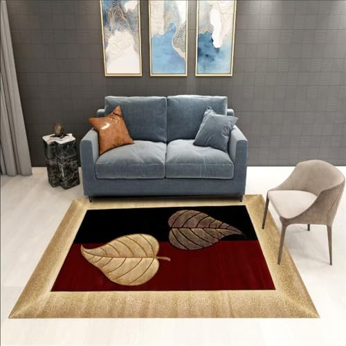 RUGMRZ FlurteppichKüchenteppich Waschbar Teppich Rechteckig 60x120CM Junge rotSchwarzer, gelber Blätterteppich. schmutzfangmatte von RUGMRZ