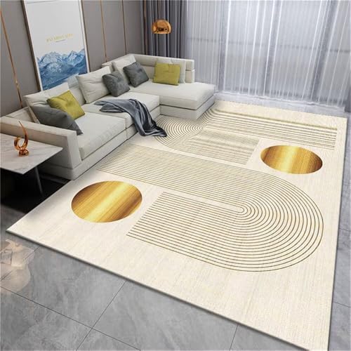 RUGMRZ Fussmatte Innen Wohnzimmer Linie Design Kurve rutschfest Waschbarer Teppich 70x140cm von RUGMRZ
