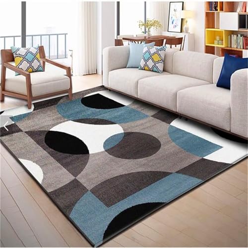 RUGMRZ Fußmatte Innen grau blau rund moderner Stil langlebig Rutschfester Teppich 160x220cm von RUGMRZ