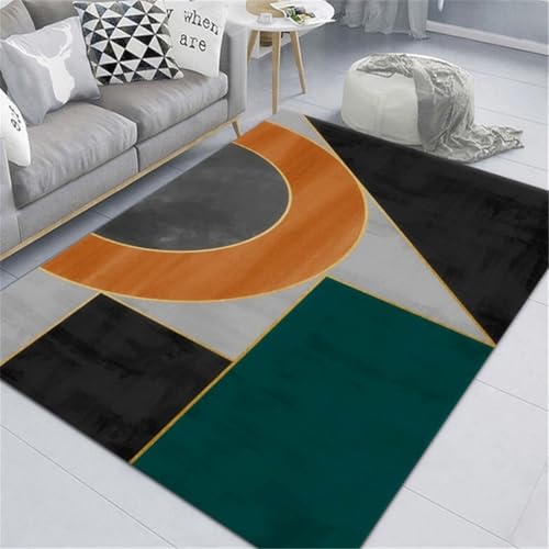 RUGMRZ Gameing Room Deko Teppiche Geometrische Form Einfaches Wohnzimmer Teppich Schreibtisch Grün Rutsch Stopp Küchenteppich Läufer Waschbar 160X230CM von RUGMRZ