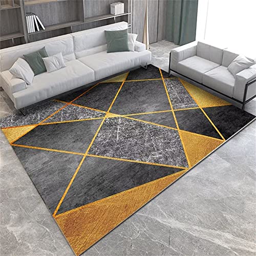 RUGMRZ Gaming Teppich 60 x 90 cm Teppich Kinderzimmer grau Teppich Büro Graues gelbes modernes geometrisches Muster-Wohnzimmer-Dekor-Ausgangsboden-Matte von RUGMRZ