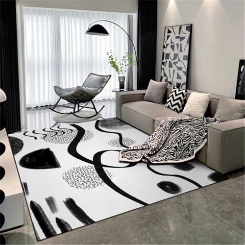 RUGMRZ Gleitschutz Teppich Abstrakter schwarzer Druck Design Kunst Designer Teppich rutschfest 50X80CM RUGMRZ Gleitschutz Teppich Abstrakter schwarzer Druck Design Kunst Designer Teppich rutschfest 50X80CM von RUGMRZ