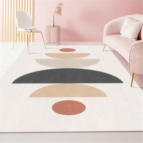 RUGMRZ Hochflor Teppich Abstrakte Kunst rutschfest Waschbar Bettvorleger Schlafzimmer Mehrfarbig Deko Antirutsch Pads 200X200CM von RUGMRZ