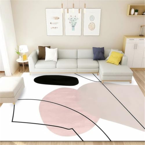 RUGMRZ Hochflor Teppich Abstrakte Kunst rutschfest Waschbar Glitzer Mehrfarbig Für Schlafzimmer Dekoration Teenager Mädchen Zimmer 80X80CM von RUGMRZ