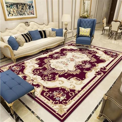 RUGMRZ Home Teppich Muster 250x300CM Designer Teppiche Kitchen rot Vintage Blumen waschbar schlafzimmerteppich RUGMRZ Home Teppich Muster 250x300CM Designer Teppiche Kitchen rot Vintage Blumen waschbar schlafzimmerteppich von RUGMRZ