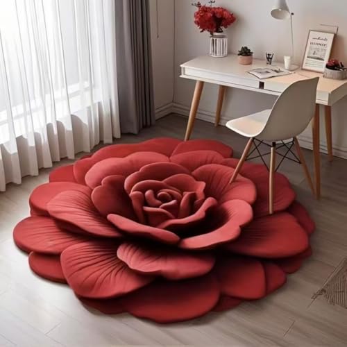RUGMRZ Jugendzimmer Deko rutschfeste Und Verschmutzung Waschbare Blumen Muster Innendekoration Mädchen Teppich Rot Badezimmer Set Schlafzimmer 150X150CM RUGMRZ Jugendzimmer Deko rutschfeste Und Verschmutzung Waschbare Blumen Muster Innendekoration Mädchen Teppich Rot Badezimmer Set Schlafzimmer 150X150CM von RUGMRZ