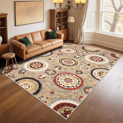RUGMRZ Kann Angepasst Werden Teppich Weather Resistant 80x160cm Khaki, Vintage Blumen für Schlafzimmer Flur RUGMRZ Kann Angepasst Werden Teppich Weather Resistant 80x160cm Khaki, Vintage Blumen für Schlafzimmer Flur von RUGMRZ