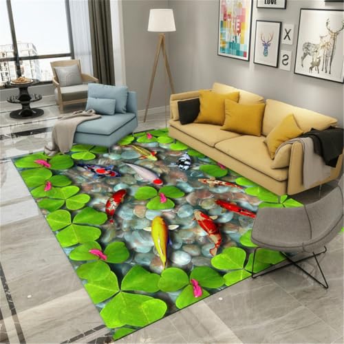 RUGMRZ Kinder Teppiche Junge 160X230Cm Kurzflor Teppich Grün Sofa Kuschel Groß Waschbarer Teppichfischschule Lotusblattmuster Ist EIN Muss Für Neue Hausdekorati RUGMRZ Kinder Teppiche Junge 160X230Cm Kurzflor Teppich Grün Sofa Kuschel Groß Waschbarer Teppichfischschule Lotusblattmuster Ist EIN Muss Für Neue Hausdekorati von RUGMRZ