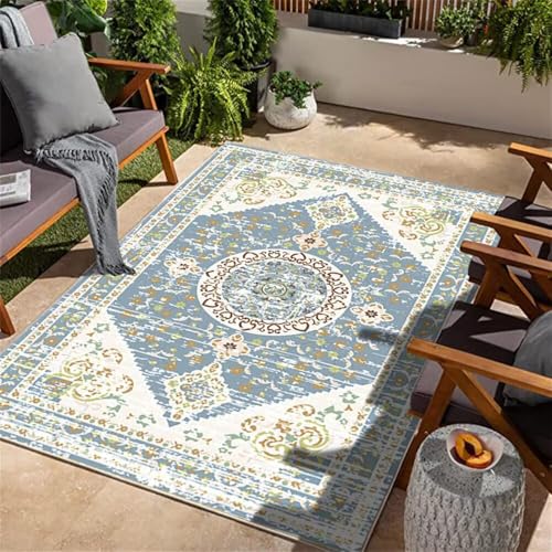 RUGMRZ Kinderzimmer Teppiche Teppich Anti rutsch 170x240CM pflegeleicht blau Grauer grüner Blumenteppich für das Wohnzimmer Büro Bodenmatte von RUGMRZ