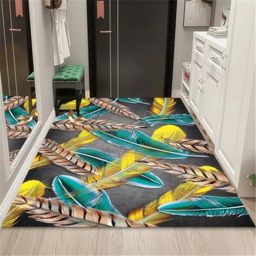 RUGMRZ Klein Teppich 170X240Cm Läufer Flur Mehrfarbig Kinderzimmer Maedchen Kuche Modern Wohnaccessoiresflurtür Schmutzabweisend Anti-Rutsch-Kunst Grün Grau Gelb von RUGMRZ