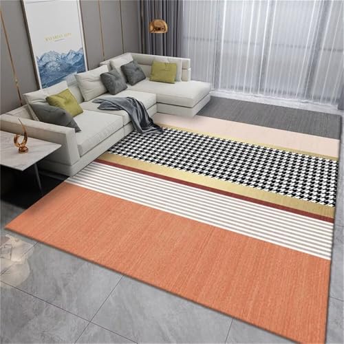 RUGMRZ Kleiner Teppich rosa grau geometrisches Design modern langlebig waschbar Wohnzimmerteppich 50x70cm von RUGMRZ