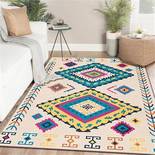 RUGMRZ Kleiner TeppichKurzfloorteppiche deko mädchen Zimmer 50x80CM schmutzfangmatte waschbar Sandfarbeblau gelb Multicolor kinderzimmer teppiche Jungs von RUGMRZ