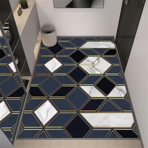 RUGMRZ Kleiner TeppichTeppich Ornament Wohnzimmerteppich 50x80CM Teppich Design BlauGrauer, schwarzer, schmutzabweisender Teppich. kinderzimmerteppich von RUGMRZ