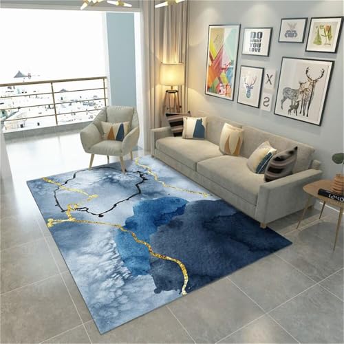 RUGMRZ Kleines Sofa Für Jugendzimmer Designer Teppich Blaues Farbschema Modern waschbar Wohnzimmer Rund Küchen Teppiche 80X120CM von RUGMRZ