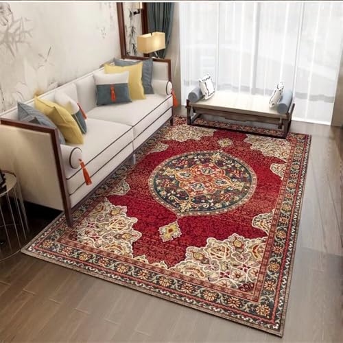 RUGMRZ Küche TeppichTeppich Kinderzimmer Junge tepiche 60x90CM teppiche groß für Wohnzimmer rotRetro-Blumen-Teppich Esszimmer Vorleger von RUGMRZ