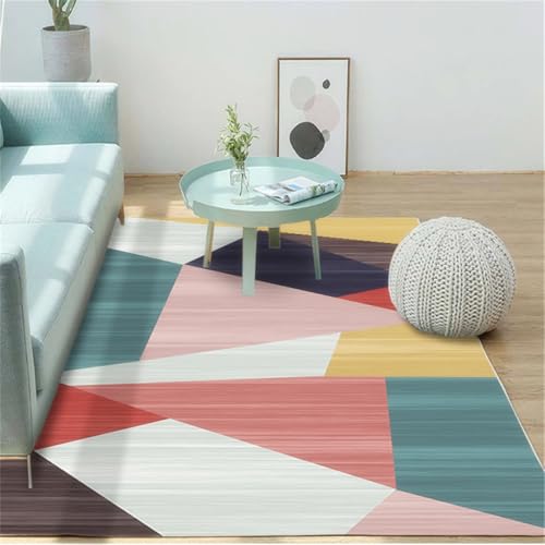 RUGMRZ Küchen Läufer Modern 180X250Cm XXL Teppich Mehrfarbig Couch Wohnzimmer Schallschutz Glitzergeometrisches Einfaches Sofa Flur rutschfest von RUGMRZ