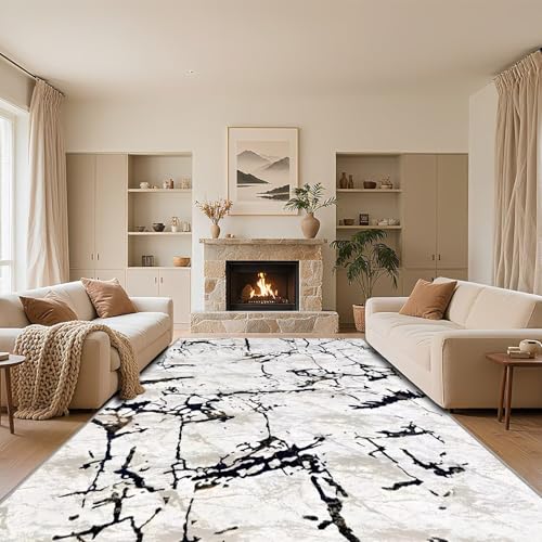 RUGMRZ Kurzflor Esszimmer Teppich Grau 90x150cm,Abstrakte Kunst Waschbar In Waschmaschine für Wohnzimmer,Vorzimmer,Küche von RUGMRZ