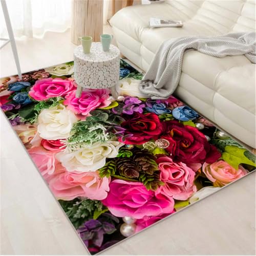 RUGMRZ Kurzflor Teppich 180X280Cm Ultra Soft Modern Area Rugs Rosa Baby Zimmer Deko Orientalisch Living Floorwohnzimmer Mädchen Schlafzimmer Warmes Blumenmuster von RUGMRZ