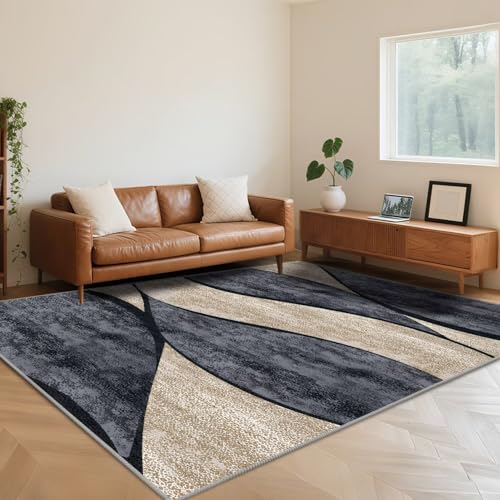 RUGMRZ Kurzflor Teppich Wohnzimmer 100X200cm,Waschbar In Waschmaschine Abstraktes Design Beigefür Schlafzimmer,Wohnungs,Esszimmer von RUGMRZ