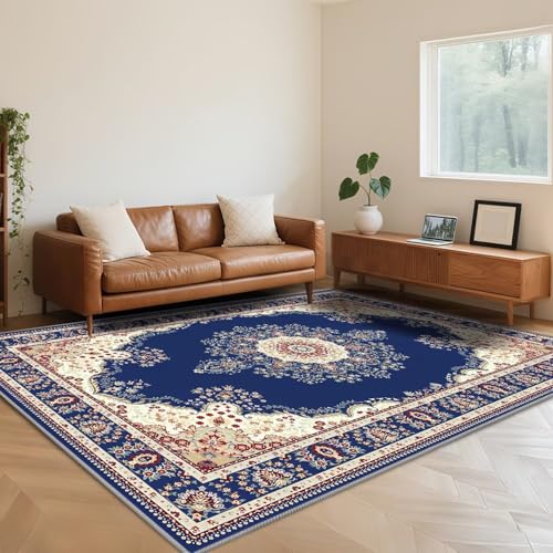RUGMRZ Kurzflor Teppich Wohnzimmer 160X230cm,Weich Retro-Drucke Blaufür Schlafzimmer,Flur,Vorzimmer von RUGMRZ