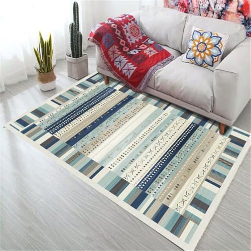 RUGMRZ Kurzflor TeppichAbwaschbare Teppich Flur waschbar 180x250CM In Waschmaschine blauModerner rechteckiger läufer rutschfest von RUGMRZ