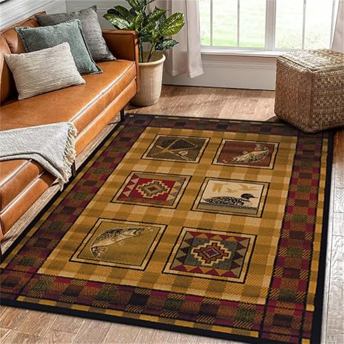 RUGMRZ Kurzflor TeppichTeppich Outdoor Wetterfest Schallschutz Teppich 170x240CM schmutzfangmatte waschbar rotVintage-Blumenteppich großformatige teppiche von RUGMRZ