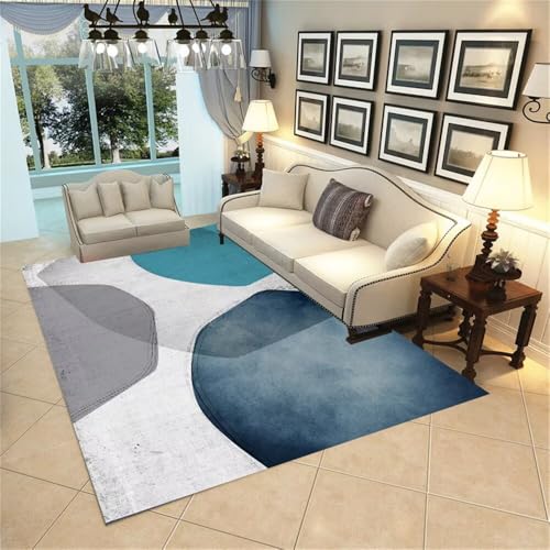 RUGMRZ Kurzflor TeppichTeppich Wohnzimmer Groß Creative Color Matching Teppich 180x230CM Designer Teppiche GrauBlauer Abstrakter minimalistischer Junge von RUGMRZ